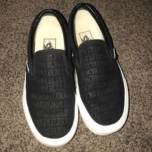 Vans embossed croc suede slip ons